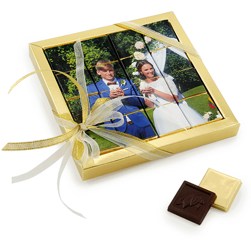Vestuviniai saldainiai ir šokoladai su nuotrauka.