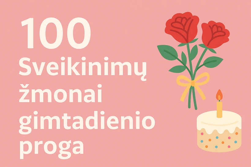 Įmonės sveikinimo atvirukas Future Live Vilnius, su rožių puokšte ir torto vaizdu, skirtas 100-mečio proga, padėka ir sėkmės linkėjimai verslui.