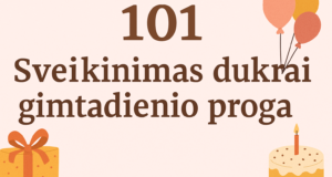 Kuinto sveikinimas gimtadienio proga su rūpestingais žodžiais ir dekoratyviomis dovanomis, balionais bei tortu. Vaizdas skirtas švęsti gimtadienio progą ir naudotis renginių organizavimo temomis.