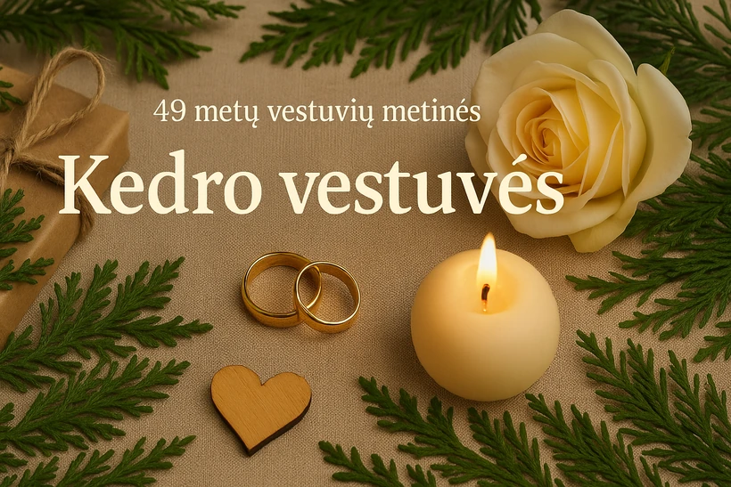 Žalias vestuvių žolės, žvakė, vestuviniai žiedai ir dovanėlės, dekoratyvinėje montavimo nuotraukoje, kuri simbolizuoja vestuvių šventės detales.