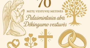 Šviesias skaidrės su atvaizdais, medžiu ir vestuvių simboliais, skirta 70-mečiui, šventei, vestuvių metinėms, atgimimui, įamžinti ir paminėti Mylios vestuvių metines.