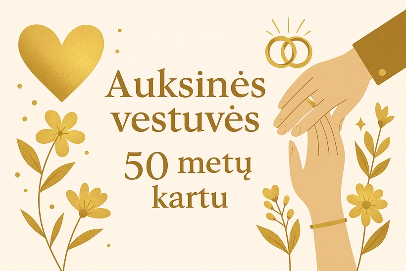 Aukštos vestuvinės dovanos 50 metų poroms, išskirtinė šventės idėja, simbolinė dovana Jubiliejaus proga, elegantiškas vestuvių suvenyras, būdas parodyti meilę ir dėkingumą, specialios dovanos poroms, vestuvių šventei, vestuvinių suvenyrų idėjos.